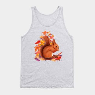 Cute Red Squirrel Watercolour Tank Top